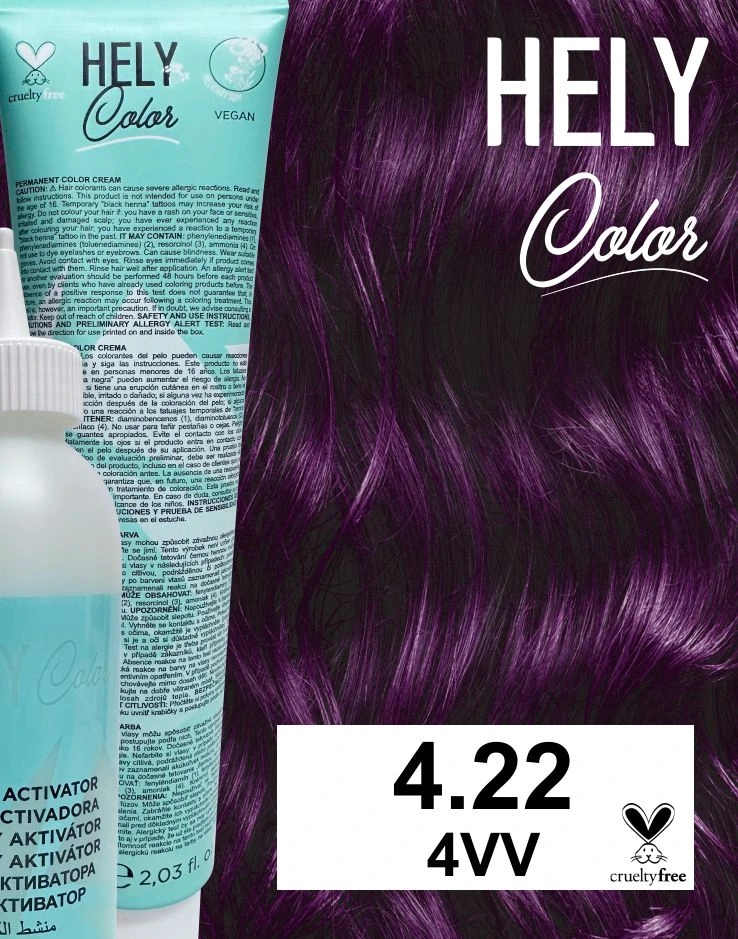 Hely Color permanentní barva na vlasy - hnědá fialová intenzivní (4.22/4VV) 60 ml