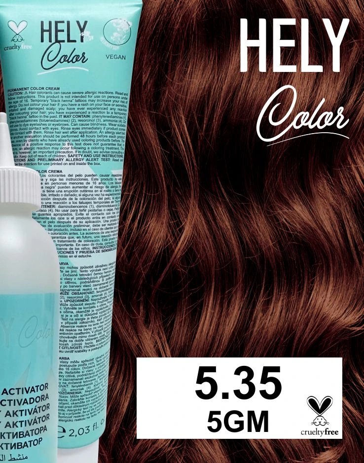 Hely Color permanentní barva na vlasy - světle hnědá zlatá mahagonová (5.35/5GM) 60 ml
