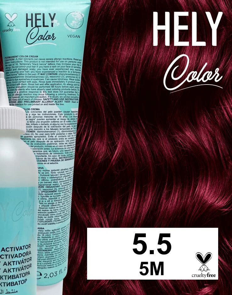 Hely Color permanentní barva na vlasy - světle hnědá mahagonová (5.5/5M) 60 ml