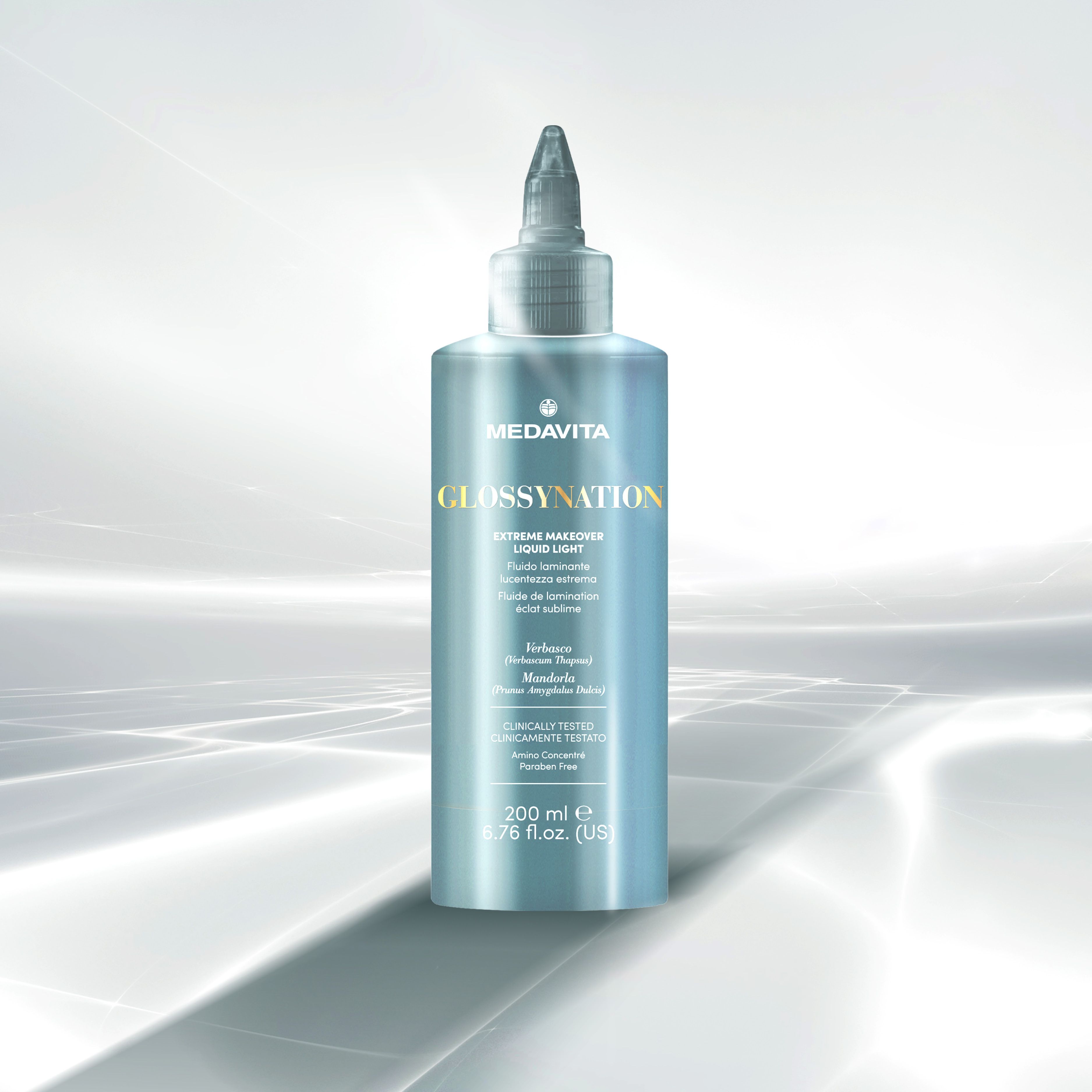 Medavita Glossynation laminační fluid pro zrcadlově lesklé vlasy 200 ml