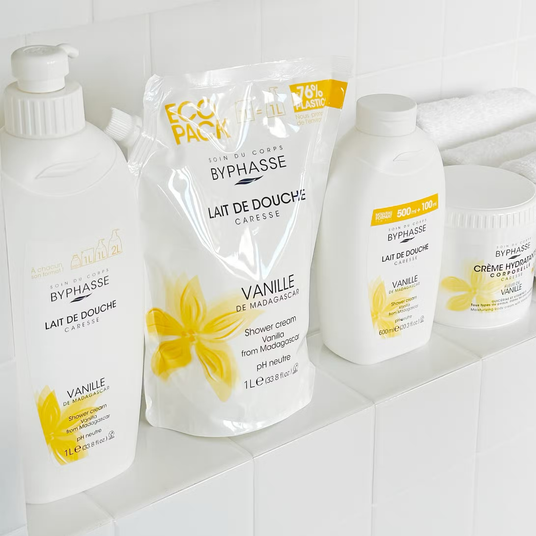 Byphasse sprchový krém madagaskarská vanilka (eco pack) 1000 ml