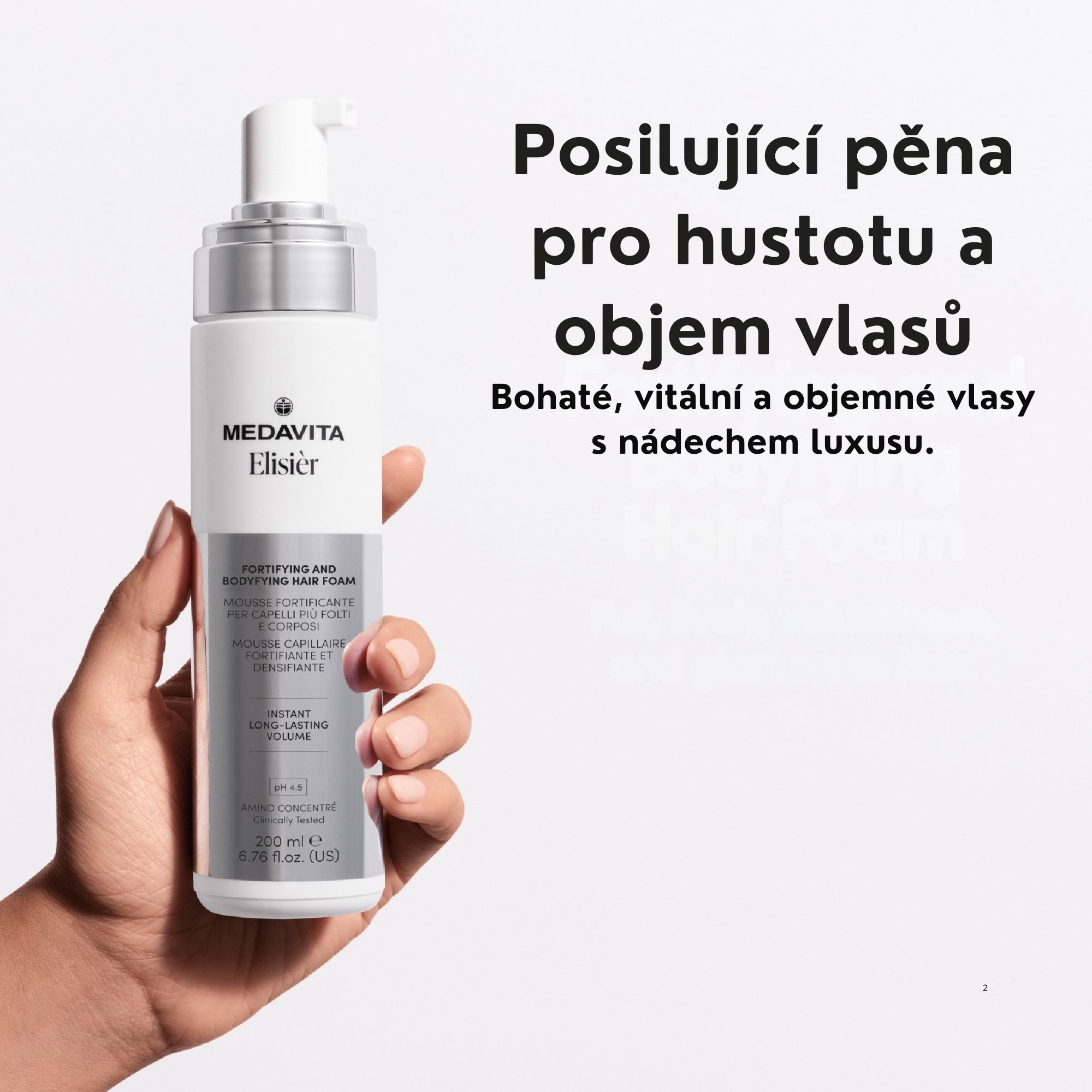 Medavita Elisièr volumizační pěna pro objem a plnost vlasů 200 ml