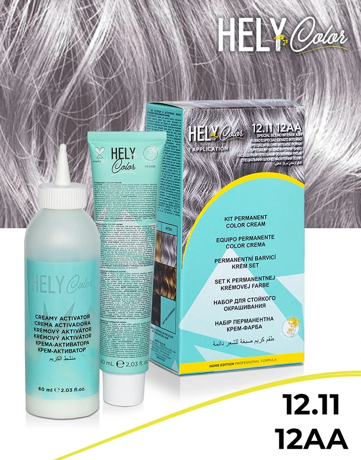 Hely Color permanentní barva na vlasy - speciální blond popelavá intenzivní (12.11/12AA) 60 ml