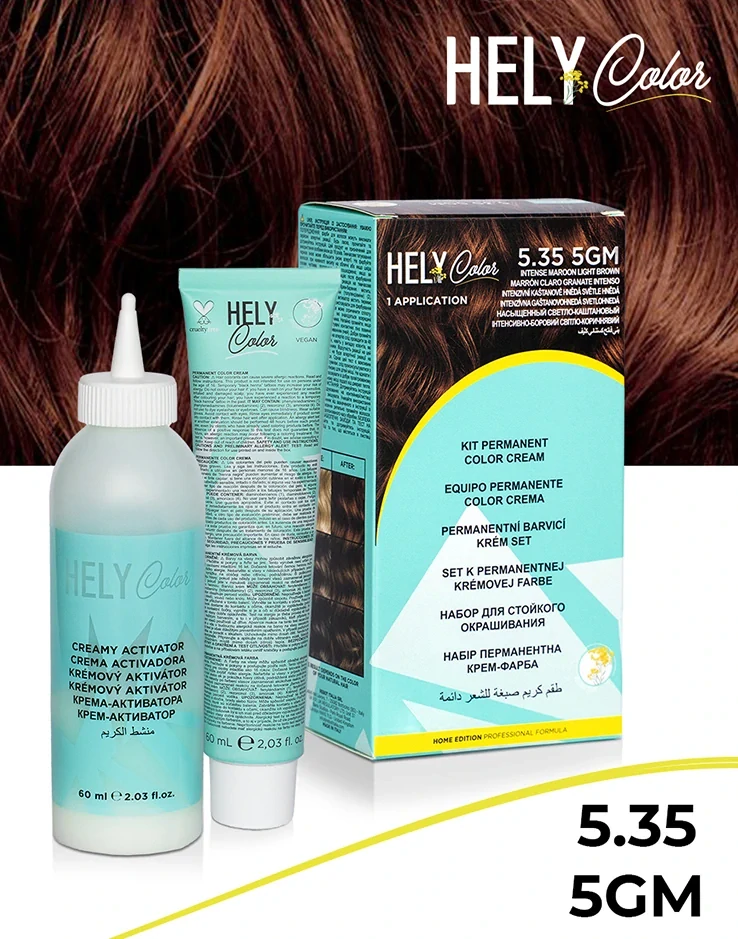 Hely Color permanentní barva na vlasy - světle hnědá zlatá mahagonová (5.35/5GM) 60 ml