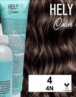 Hely Color permanentní barva na vlasy - hnědá (4/4N) 60 ml